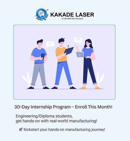 Interns at Kakade Laser learning on shopfloor