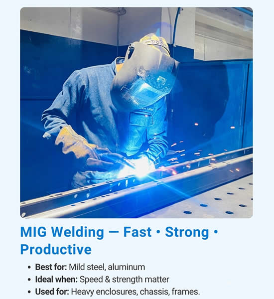 MIG welding used in industrial metal fabrication