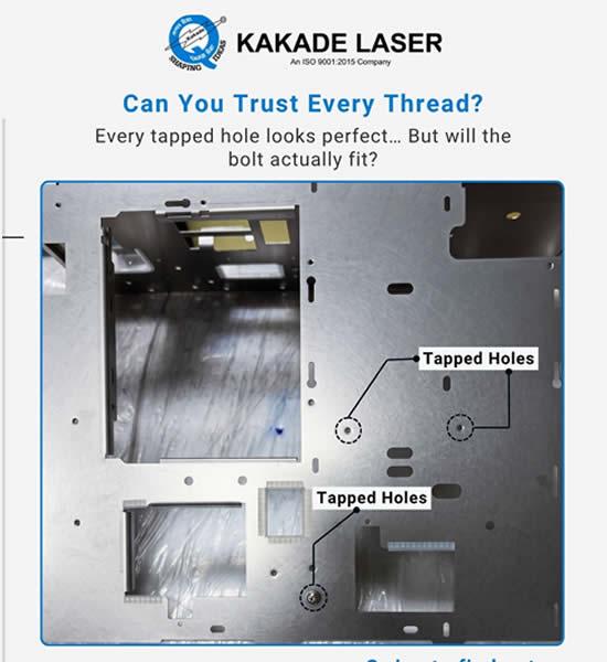 Precision tapping services on Turret and Laser Combi Machine at Kakade Laser