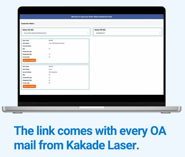 OA mail sample highlighting order tracking link